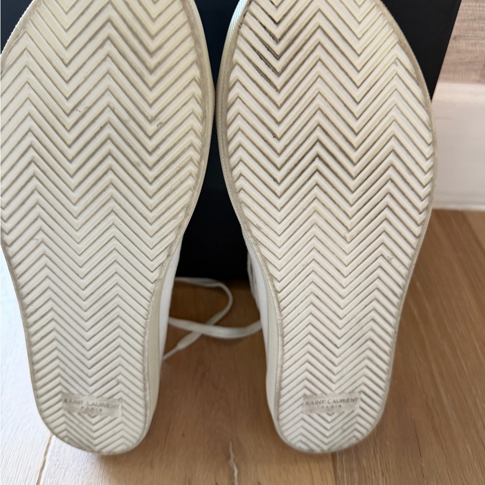 Saint Laurent Malibu White High-Top Canvas Sneakers - Picture 6 of 8